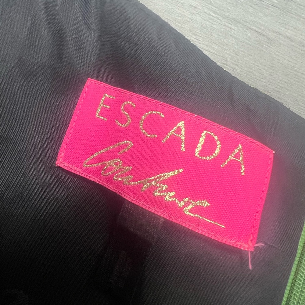 Escada Couture Green Paisley Silk Dress 40 - Picture 2 of 7